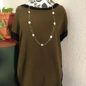 Zara Olive Green Black Bordered Shirt